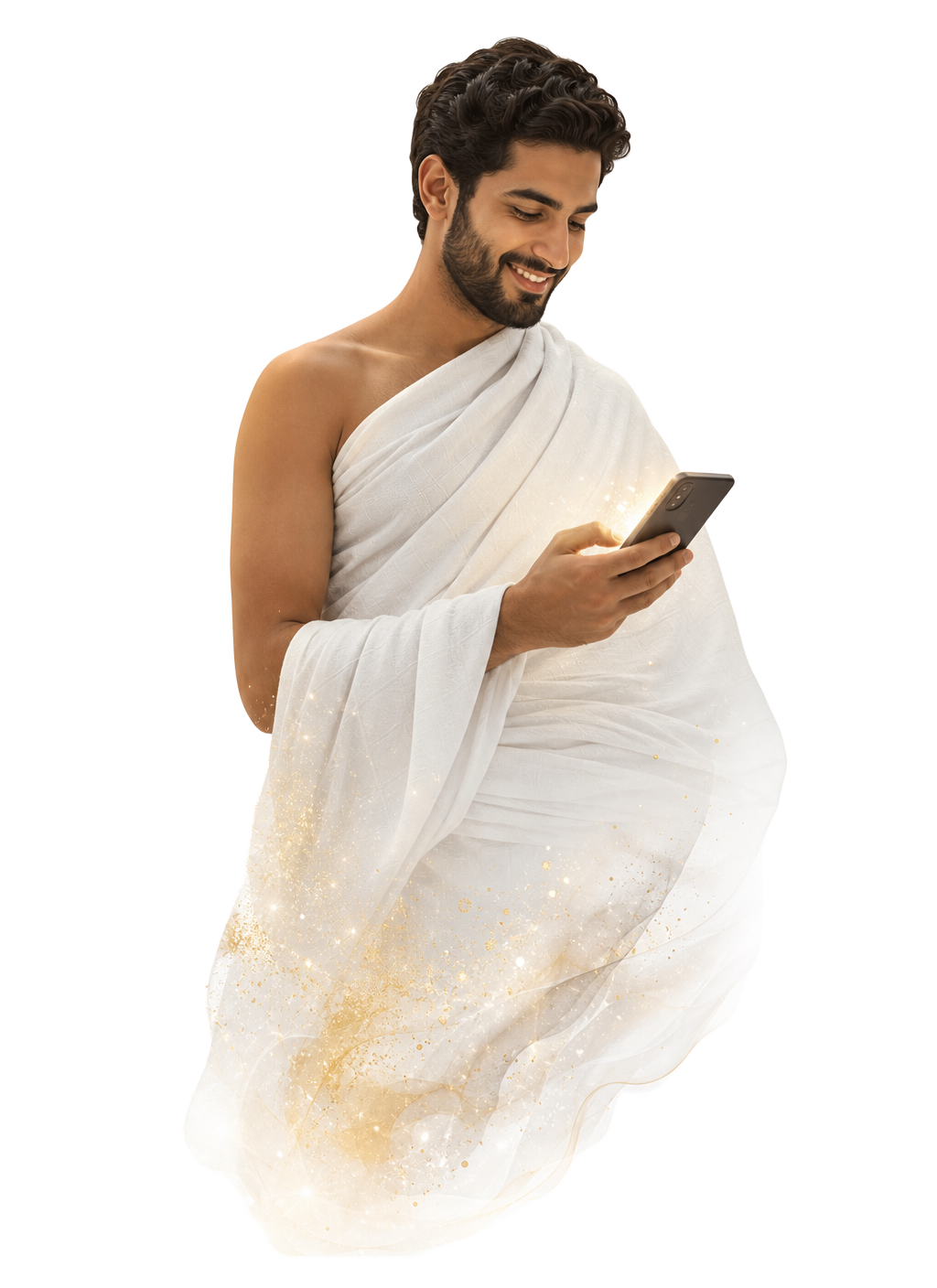 A pilgrim in ihram using the Sahlan app